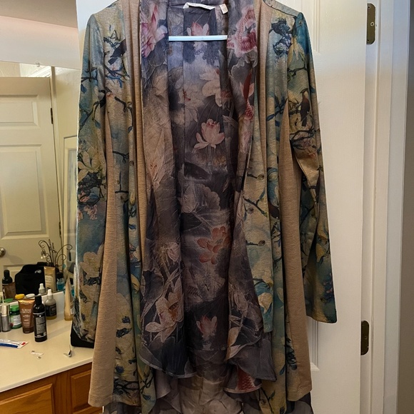 COLDWATER CREEK Foral Cascading Sweater Jacket - Picture 2 of 6